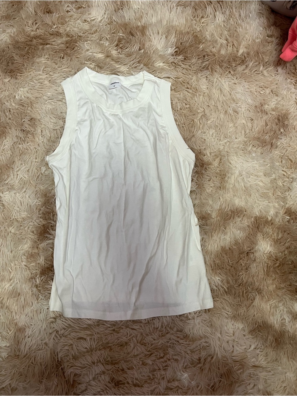 Amazon White Ribbed Sleeveless Tank Top